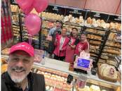 The Dapto Bakers Delight team including Sarah King (second from right) pinks up for the annual Pink Bun campaign, raising money for breast cancer. Picture supplied
